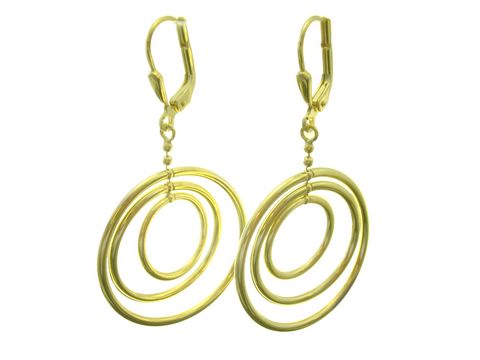 Kreisförmige goldene Ohrringe in Creolen-Optik, Hersteller Juwelier Harnisch, Ohrhänger ohne Stein, elegantes Design für stilvolle Akzente.