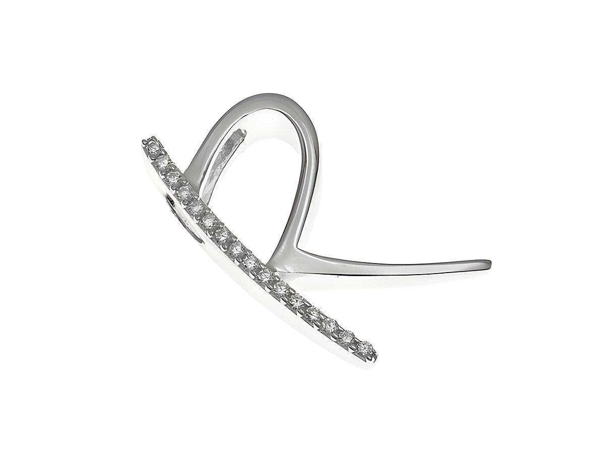 Anhänger aus poliertem Sterling Silber in der Form des Buchstabens R, verziert mit Zirkonia, Hersteller Juwelier Harnisch. Ideal für stilvolle Akzente.
