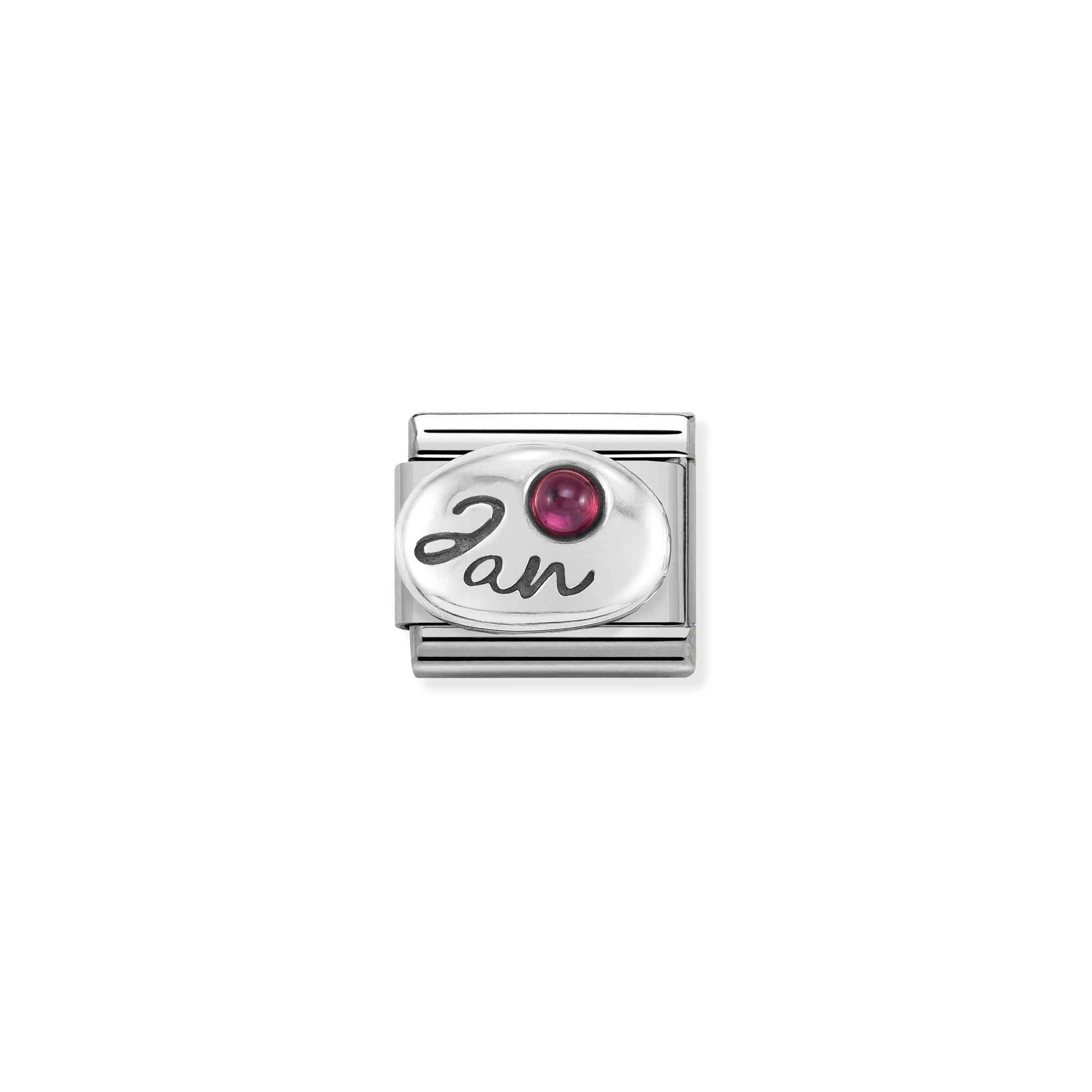 Nomination Composable Classic Charm Monatsstein Januar Granat - Edelstahl, Sterling Silber