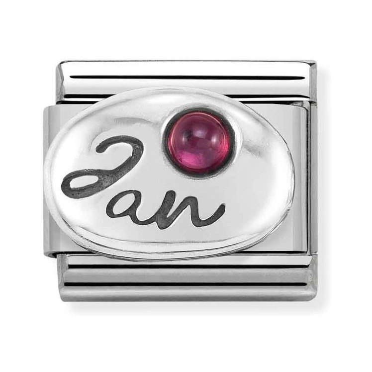 Nomination Composable Classic Charm Monatsstein Januar Granat - Edelstahl, Sterling Silber