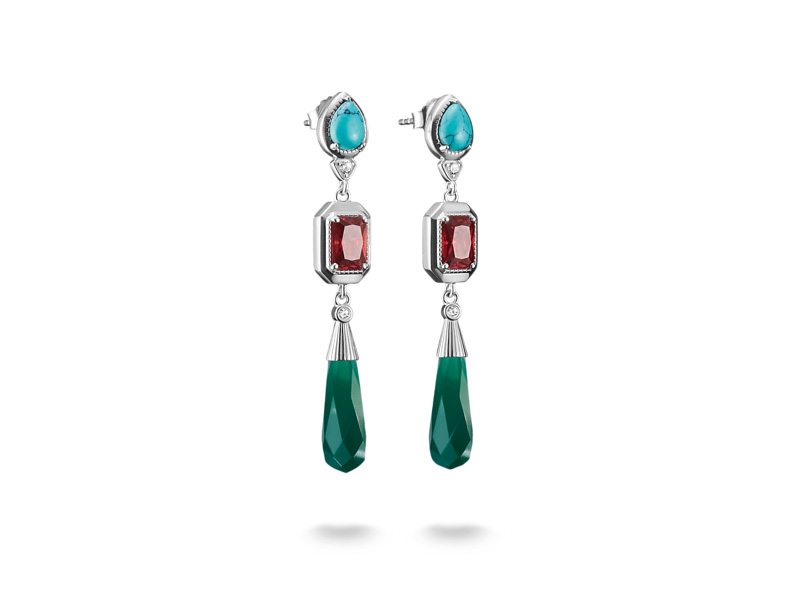 Thomas Sabo H2332-405-7 ELYNDRA Ohrringe - Sterling Silber & imit. Türkis & Zirkonia - Bunt