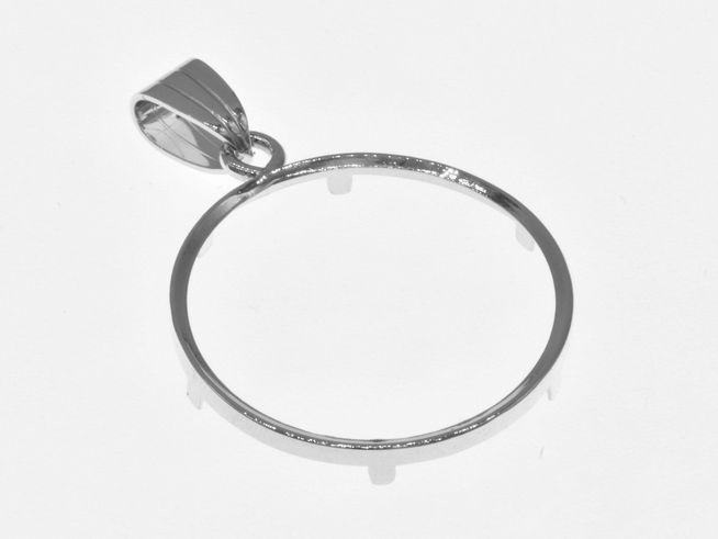 Münzfassung Anhänger aus 925 Sterling Silber, rhodiniert, schlichtes Design für Münzen bis 25 mm Durchmesser, Hersteller Juwelier Harnisch, ideal für individuelle Gestaltung.