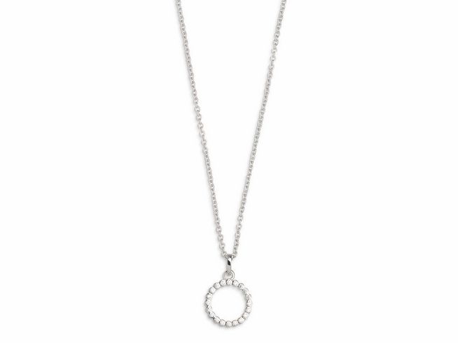 Xenox Sterling Silber Kette XS2926CH - 40-45 cm mit einer eleganten Ankerkette und einem runden Anhänger, verziert mit glänzenden Steinen, perfekt für den LUCKY ONES Stil.