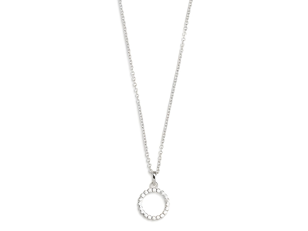 Xenox Sterling Silber Kette XS2926CH - 40-45 cm mit einer eleganten Ankerkette und einem runden Anhänger, verziert mit glänzenden Steinen, perfekt für den LUCKY ONES Stil.