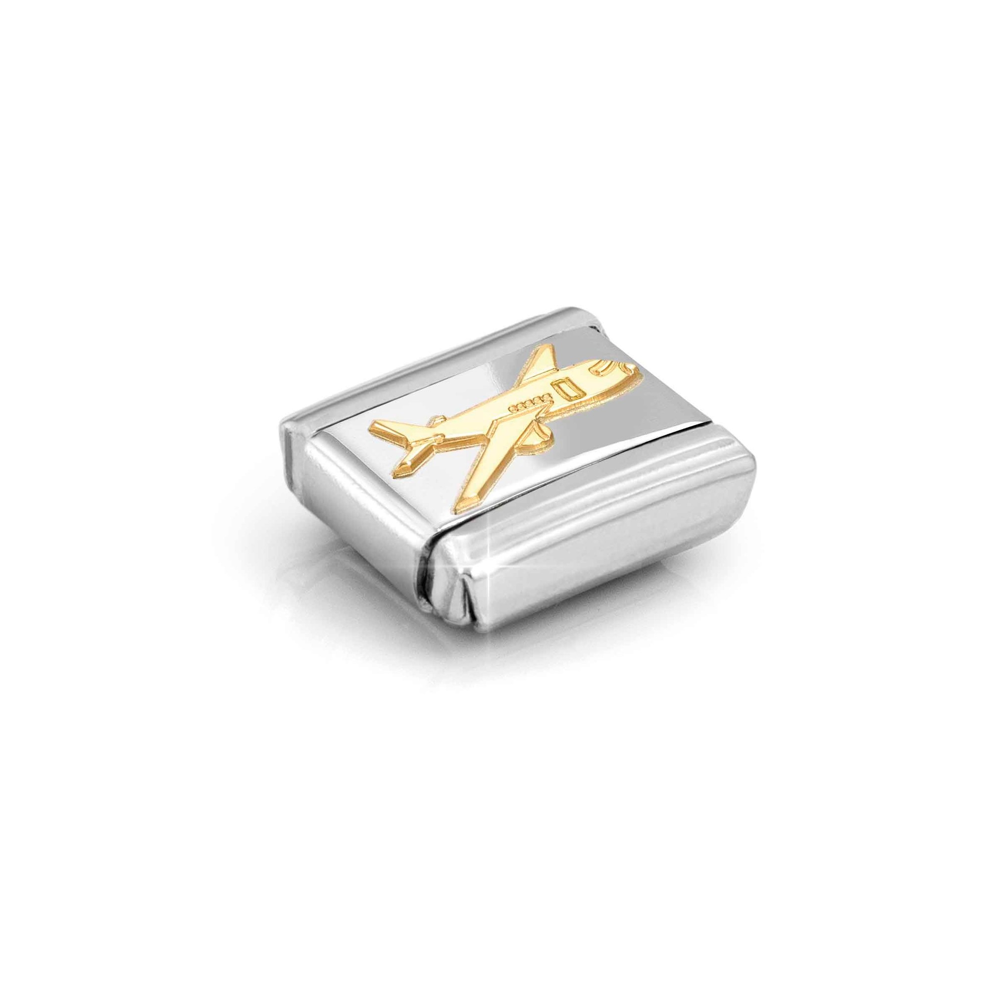 Nomination Composable Classic Charm Flugzeug - Edelstahl, Gold 750 Gelbgold – Ansicht 4