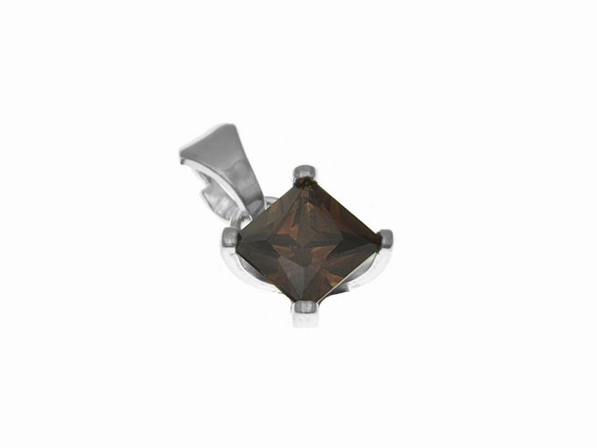Zierlicher Anhänger aus Sterling Silber mit poliertem Zirkonia im quadratischen Schliff, 8,5 mm groß, hergestellt von Juwelier Harnisch.