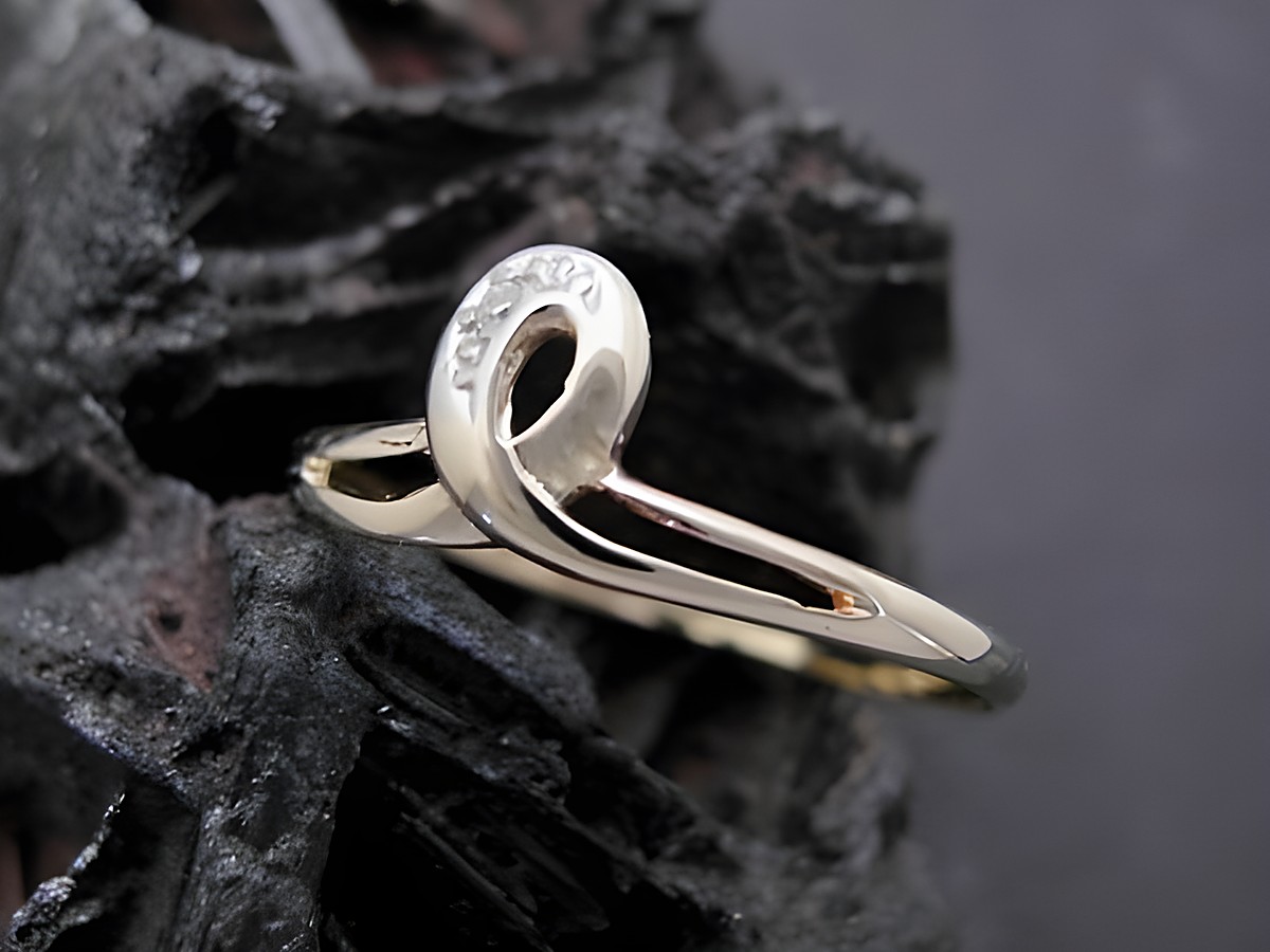 Gold Ring - symbolisch - Gold 585 bicolor - Diamant - Goldring - Gr. 58,5, Hersteller: Juwelier Harnisch, bis Gr. 60/19, elegant gestalteter Ring mit besonderer Form.