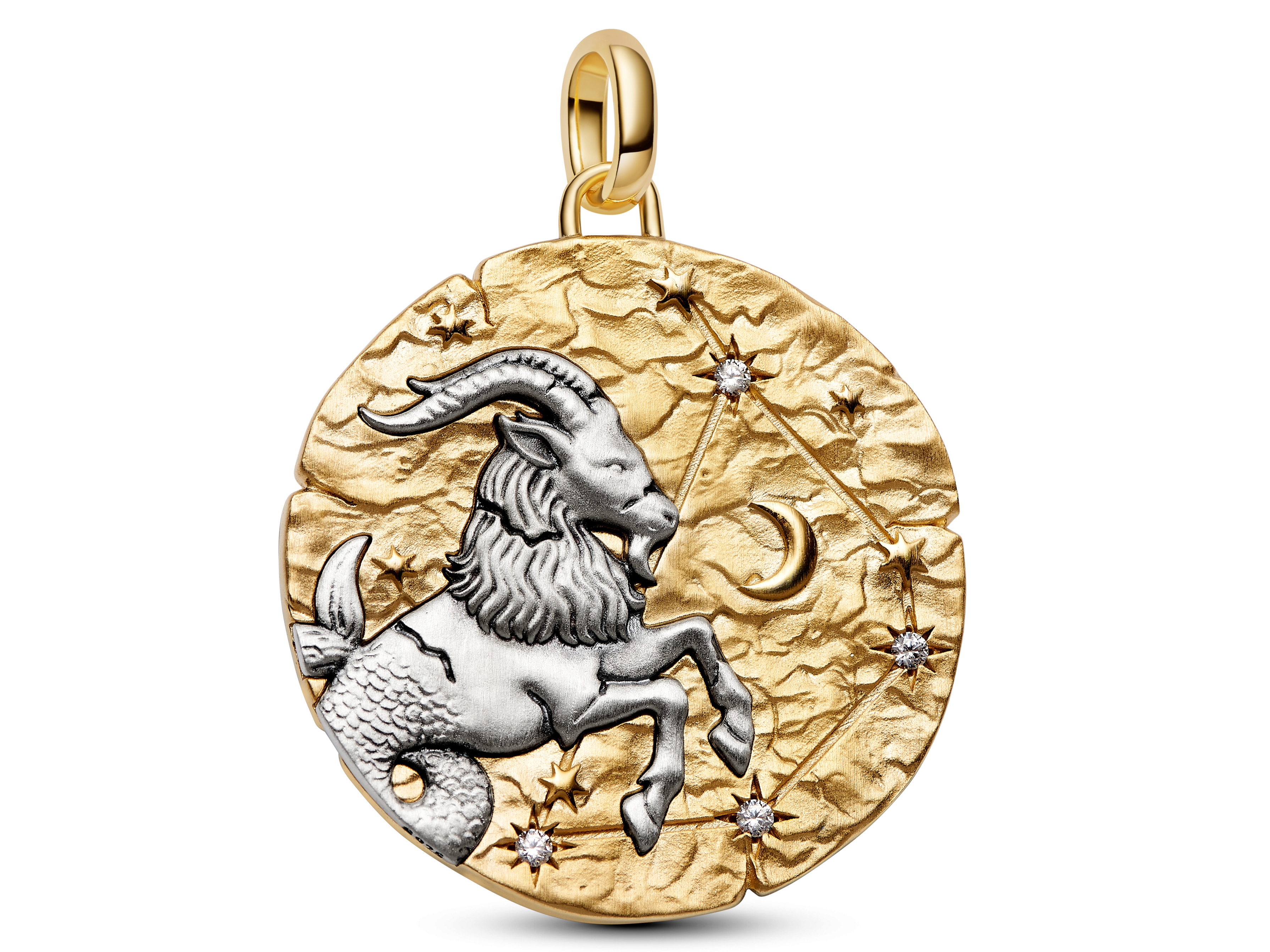 Pandora ME 764999C01 - Sternzeichen Steinbock - gr. Anhänger-Charm - Sterling Silber & Gelbgold Vergoldung - 28 mm