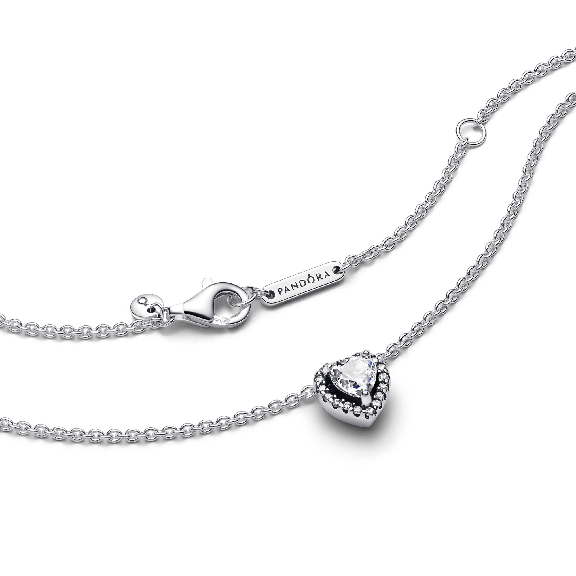 Pandora Heart - Herz Sterling Silber Collier + Zirkonia - 45 cm – Ansicht 3