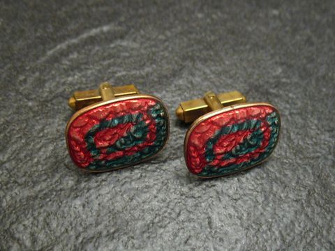 Manschettenknöpfe CIRCLE blau-rosa aus Emaille, vergoldet, Hersteller Juwelier Harnisch, stilvolles Design mit farbiger Verzierung, perfekt für formelle Anlässe.
