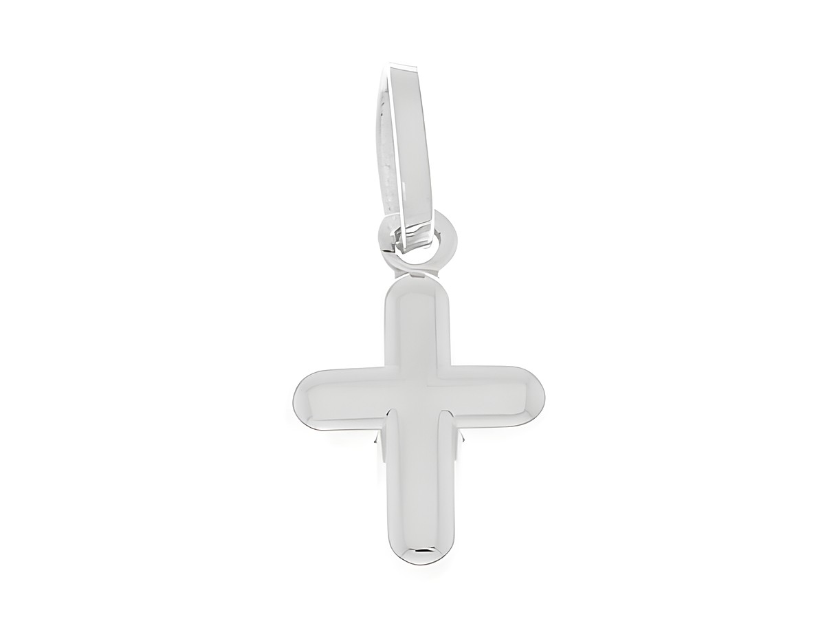Kreuz aus Sterling Silber, klein und plastisch, schlichtes Design, hergestellt von Juwelier Harnisch. Ideal für eleganten Schmuck.