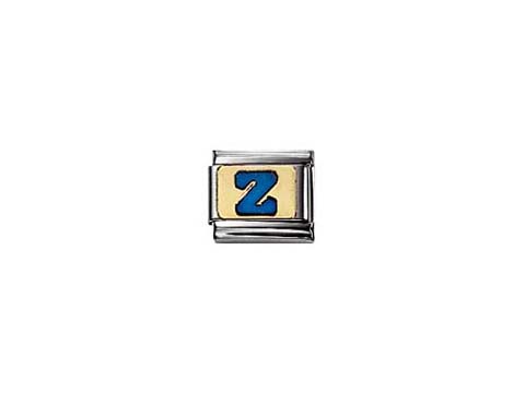 Nomination Classic Buchstabe BLAU emailliert Z 03020126, Hersteller: Nomination, in blau emailliert mit einem stilisierten Buchstaben Z auf goldfarbenem Hintergrund. Ideal für personalisierte Schmuckstücke.