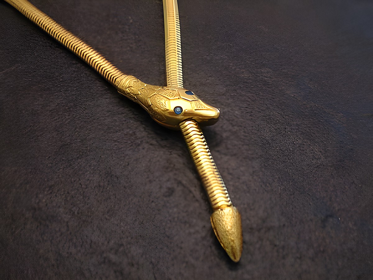Schlangen Y Kette gut vergoldet 62 cm -City- Blau-, Hersteller: Juwelier Harnisch, elegante Kette mit Schlangendesign und detailreicher Verzierungen, ideal für stilvolle Anlässe.