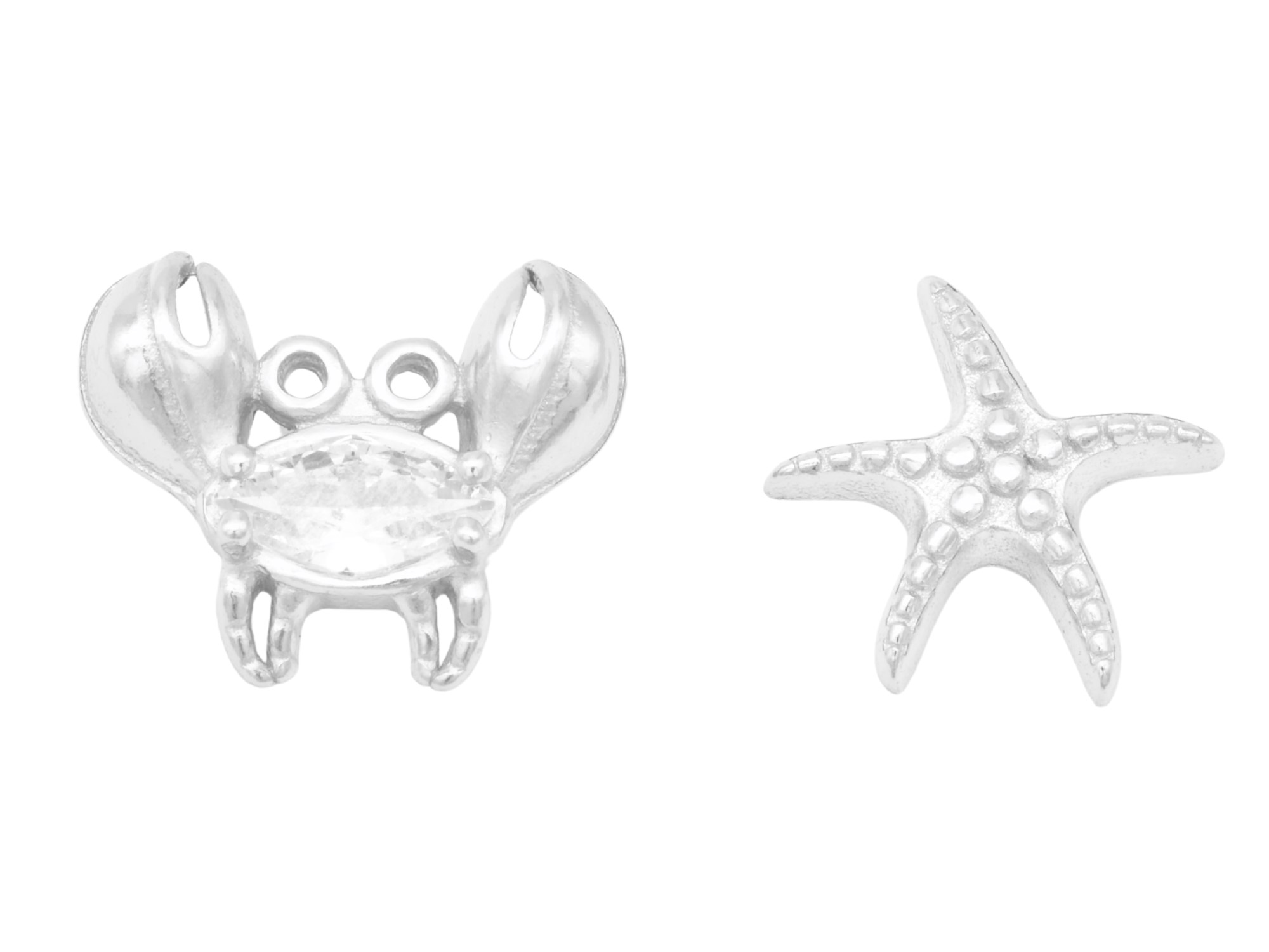 Ohrringe Ohrstecker Krabbe Seestern - Sterling Silber 925 - poliert rhodiniert - Zirkonia Weiß
