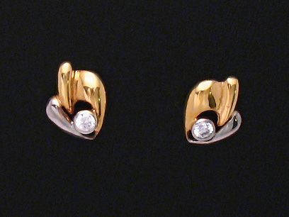 Zeitlose Gold Ohrringe in bicolor aus Gold 375 mit Zirkonia von Juwelier Harnisch, elegant und funkelnd, ideal für jeden Anlass.