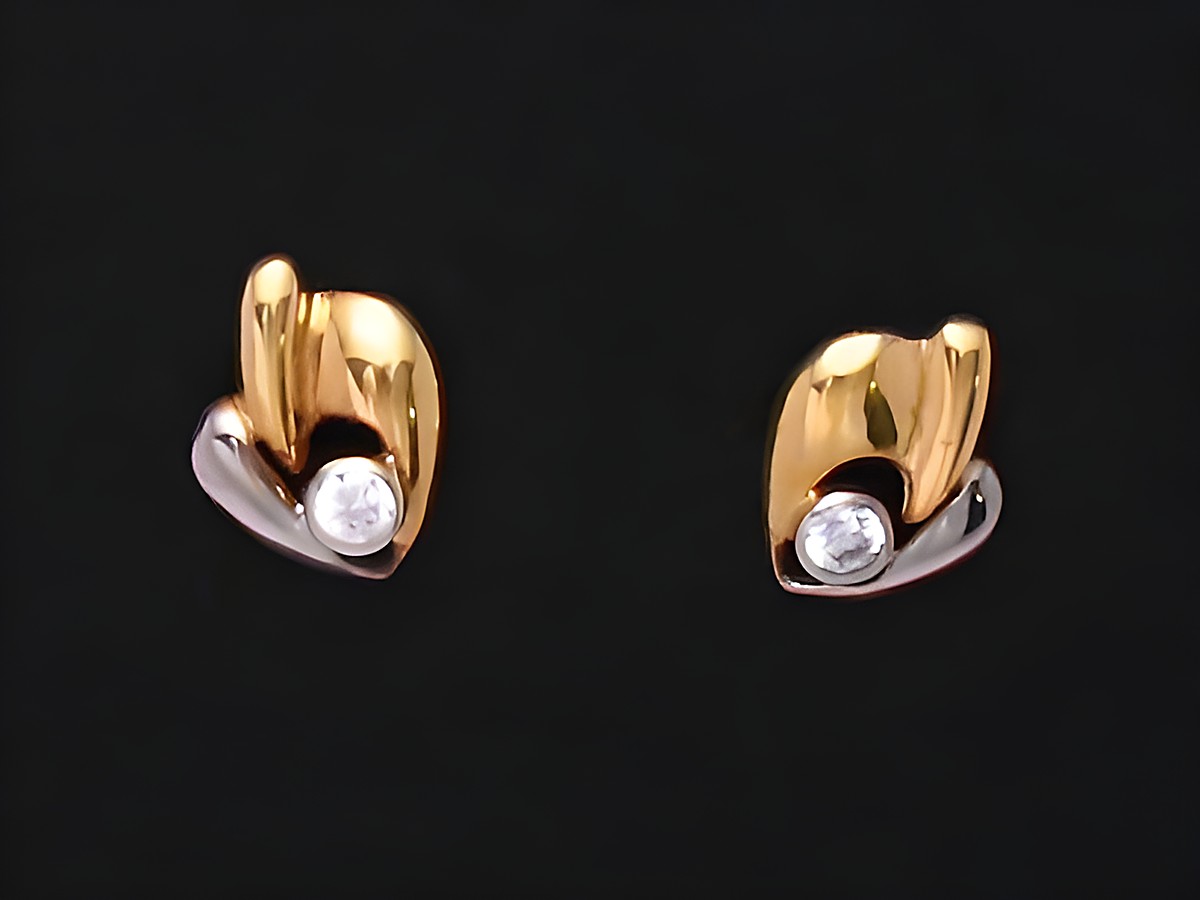 Zeitlose Gold Ohrringe in bicolor aus Gold 375 mit Zirkonia von Juwelier Harnisch, elegant und funkelnd, ideal für jeden Anlass.