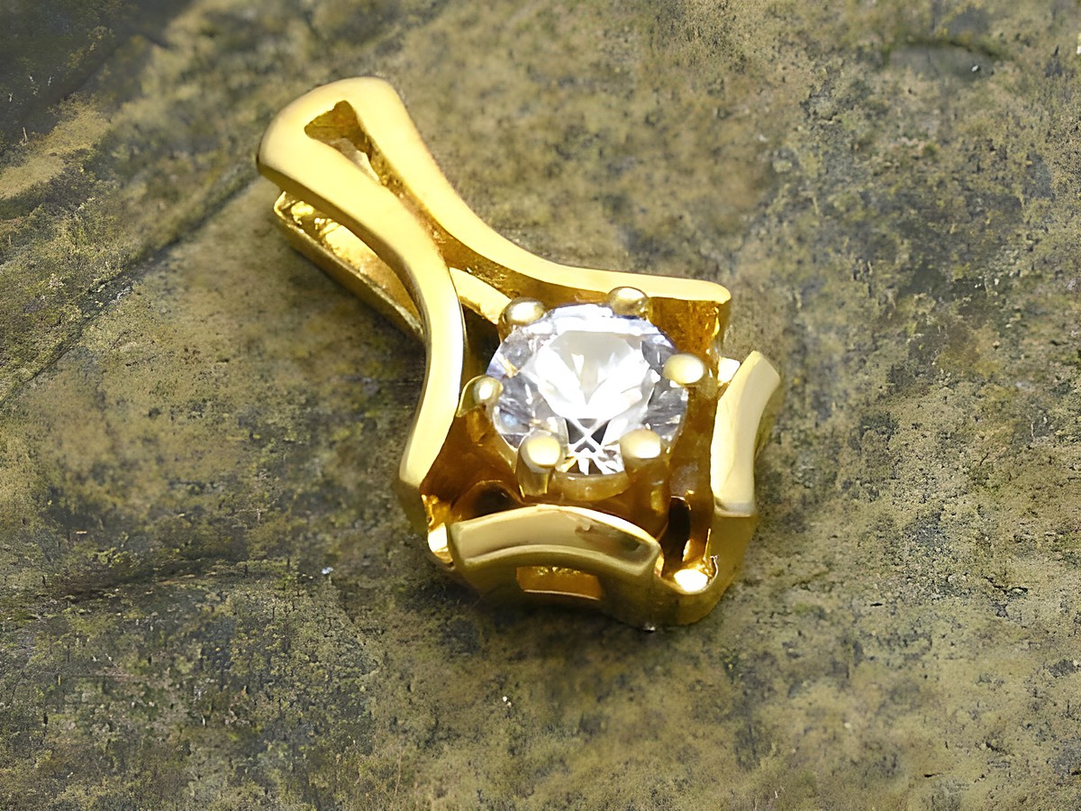 Gold Anhänger Zirkonia Gold 333, Hersteller Juwelier Harnisch, mit funkelndem Zirkonia, elegantes Design und edle Ausstrahlung, perfekt als Schmuckstück für besondere Anlässe.