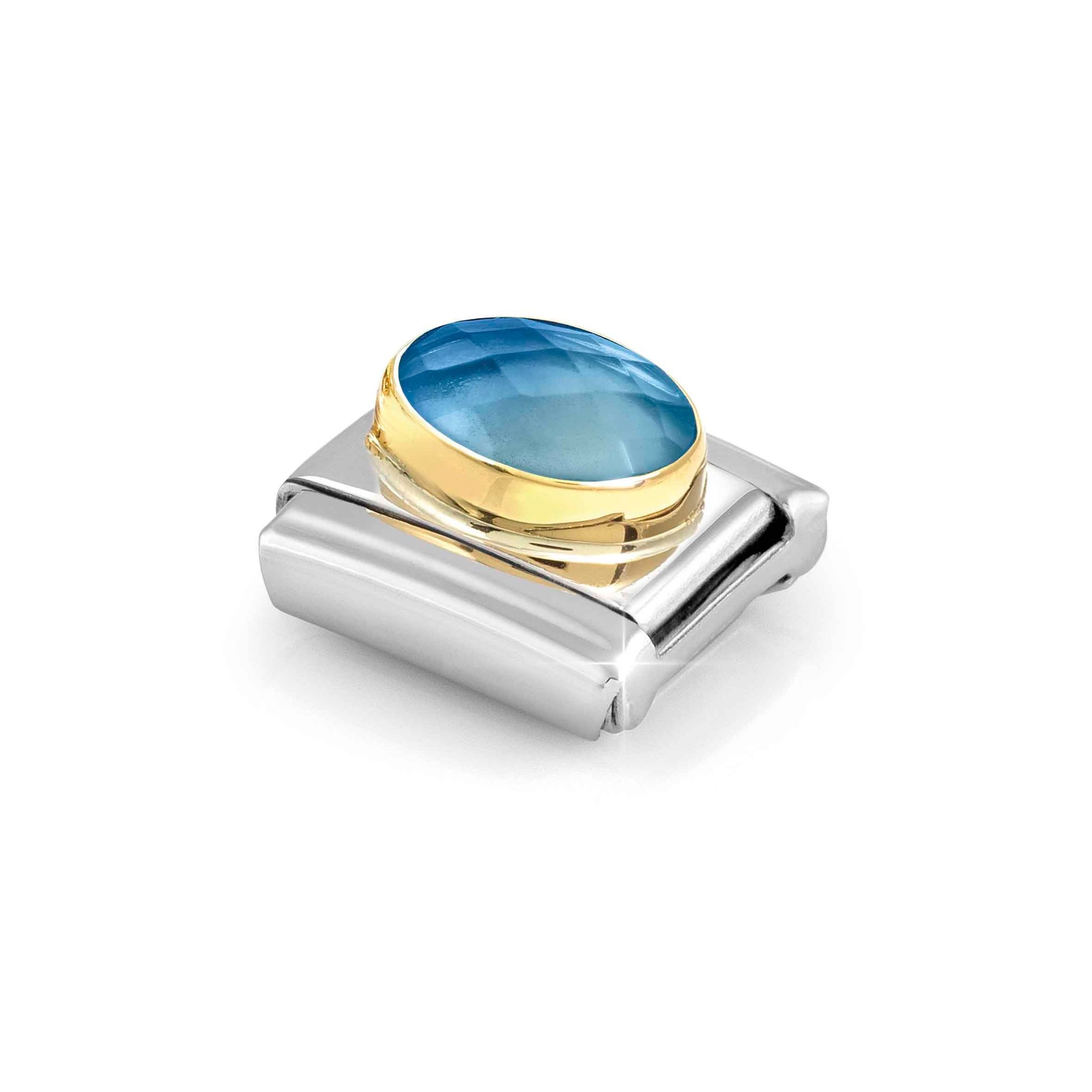 Nomination Composable Classic Charm facettierter Stein Blau-Hellblau - Edelstahl, Gold 750 Gelbgold – Ansicht 4