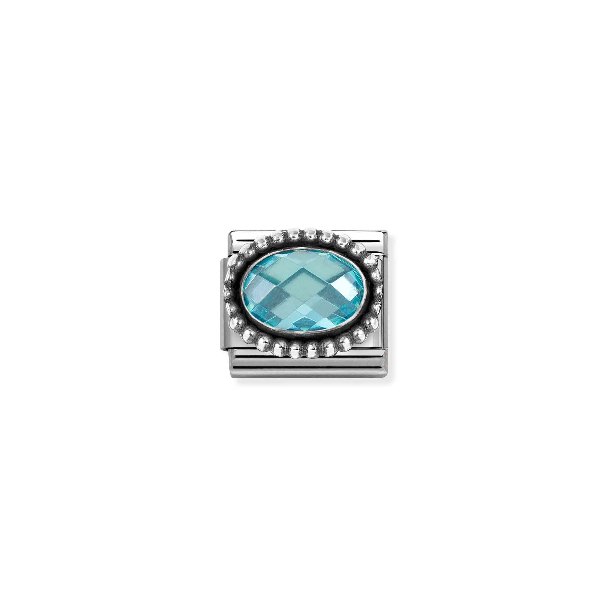 Nomination CLASSIC Element - fac. Zirkonia - oval in Sterling Silber Kugel - Himmelblau – Ansicht 2
