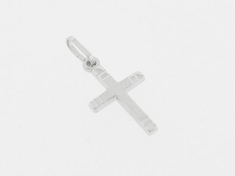Kreuz Silber Anhänger schlicht teilmattiert rhod diamantiert mit Muster Hersteller Juwelier Harnisch.