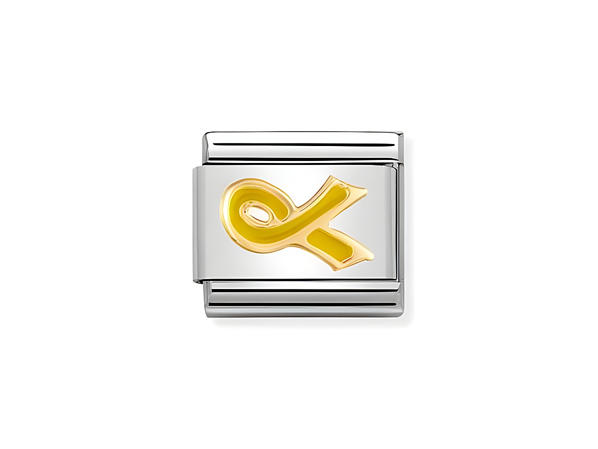 Classic Nomination Charms Schleife in Gelb mit Gold und Edelstahl sowie Emaille in eleganter Ausführung, ideal für eine stilvolle Armband-Gestaltung.
