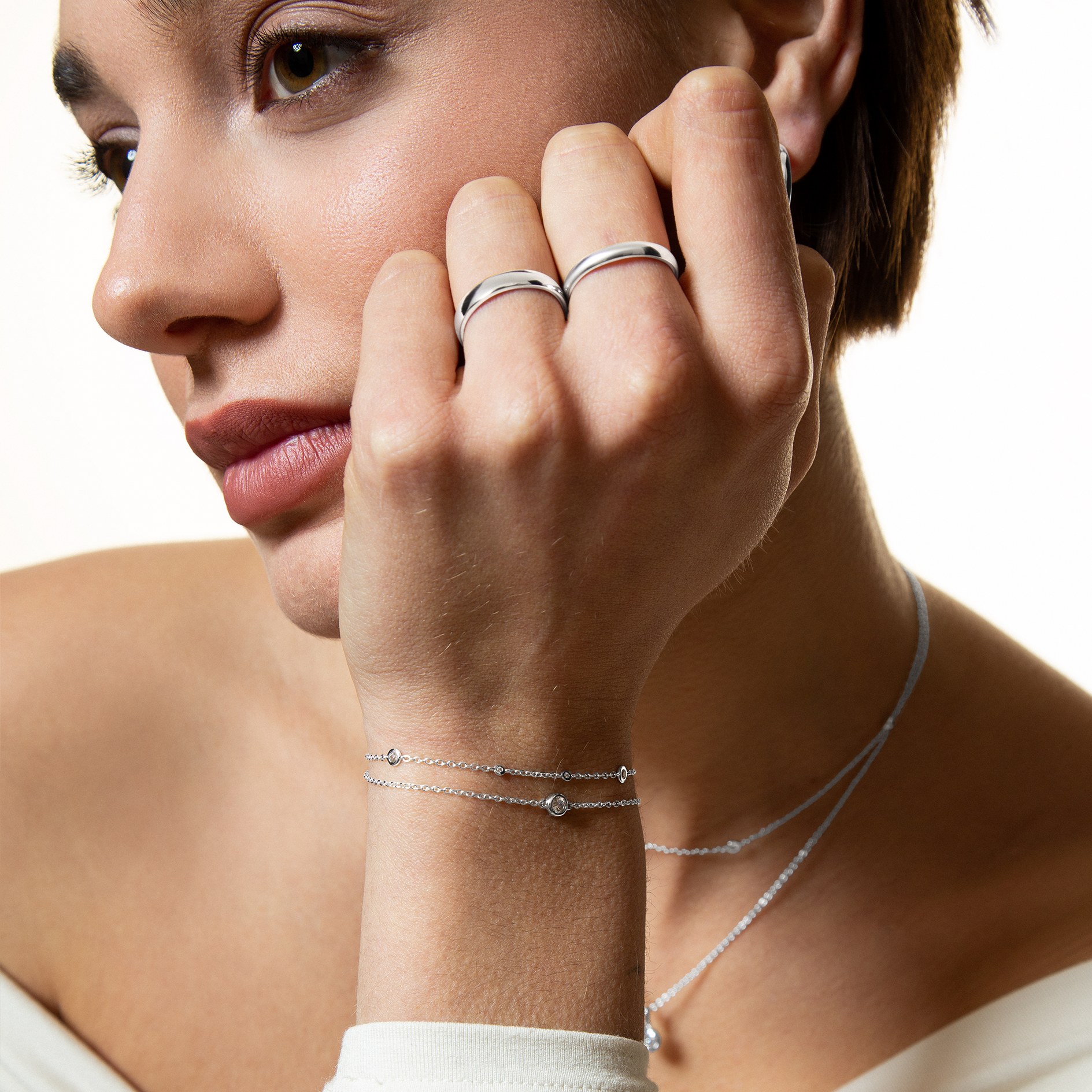 XENOX Sterling Silber Armband XS3831 - 15-18,5 cm - ZARGE SILBER - Karreekette – Ansicht 4
