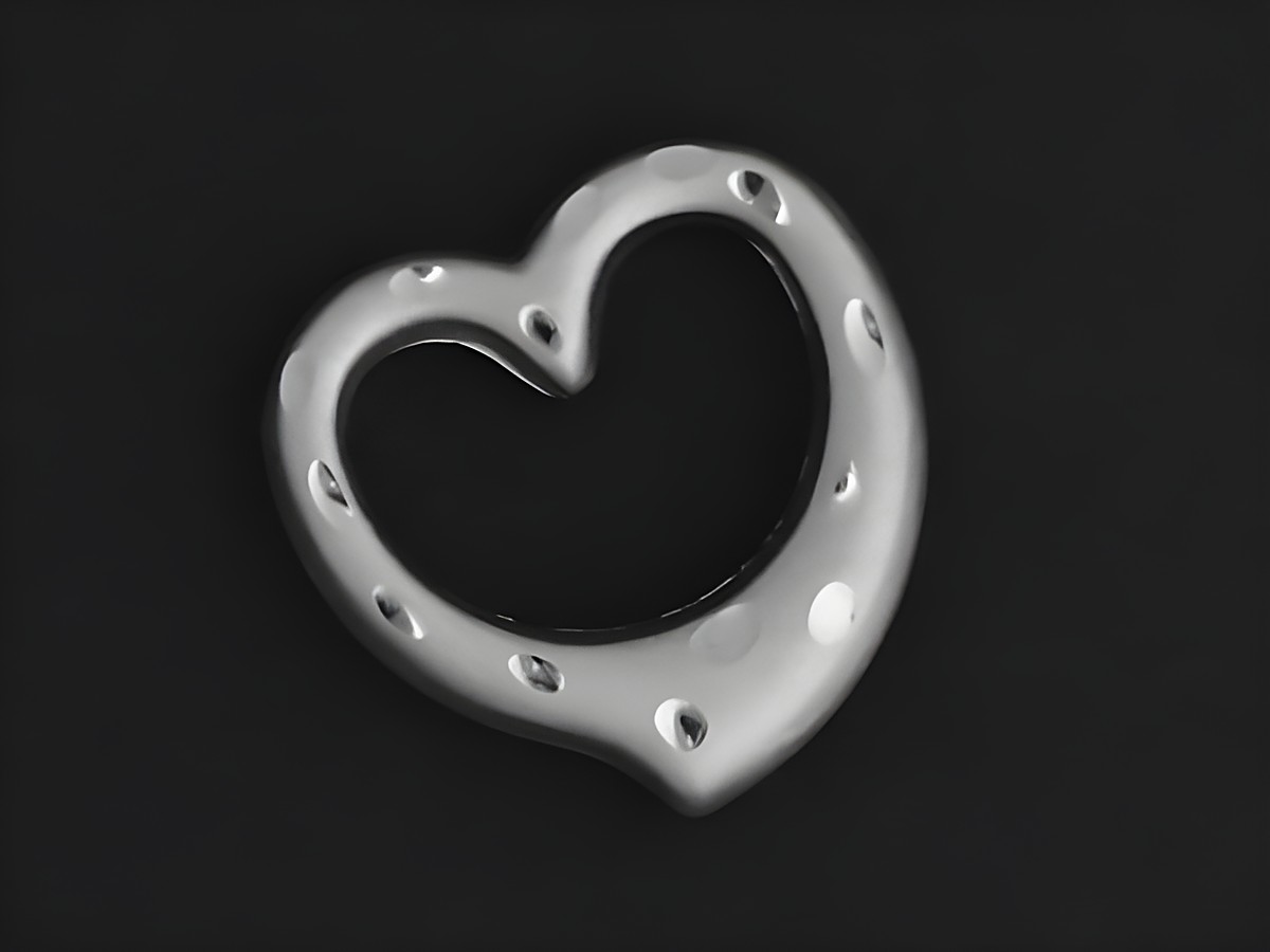 Durchlauf Herz Silber Anhänger romantisch mattiert diamantiert rhodiniert Hersteller Juwelier Harnisch durchlaufend, elegant und einzigartig im Design für besondere Anlässe.