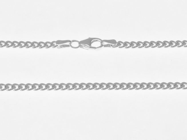 Silberkette 925 Sterling Silber Panzermuster 42cm 2,7mm, hergestellt von Juwelier Harnisch, präsentiert sich mit einem stabilen Verschluss und glänzender Oberfläche.