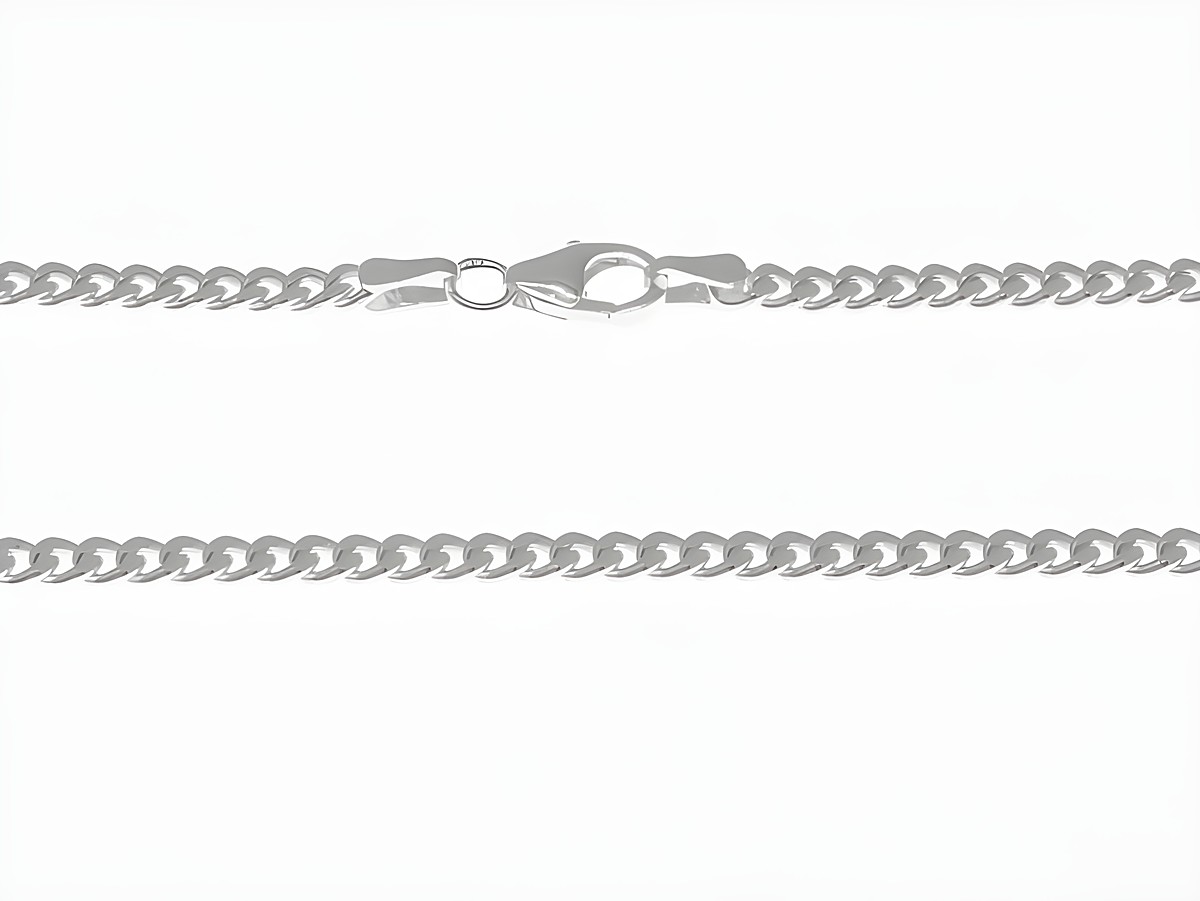 Silberkette 925 Sterling Silber Panzermuster 42cm 2,7mm, hergestellt von Juwelier Harnisch, präsentiert sich mit einem stabilen Verschluss und glänzender Oberfläche.