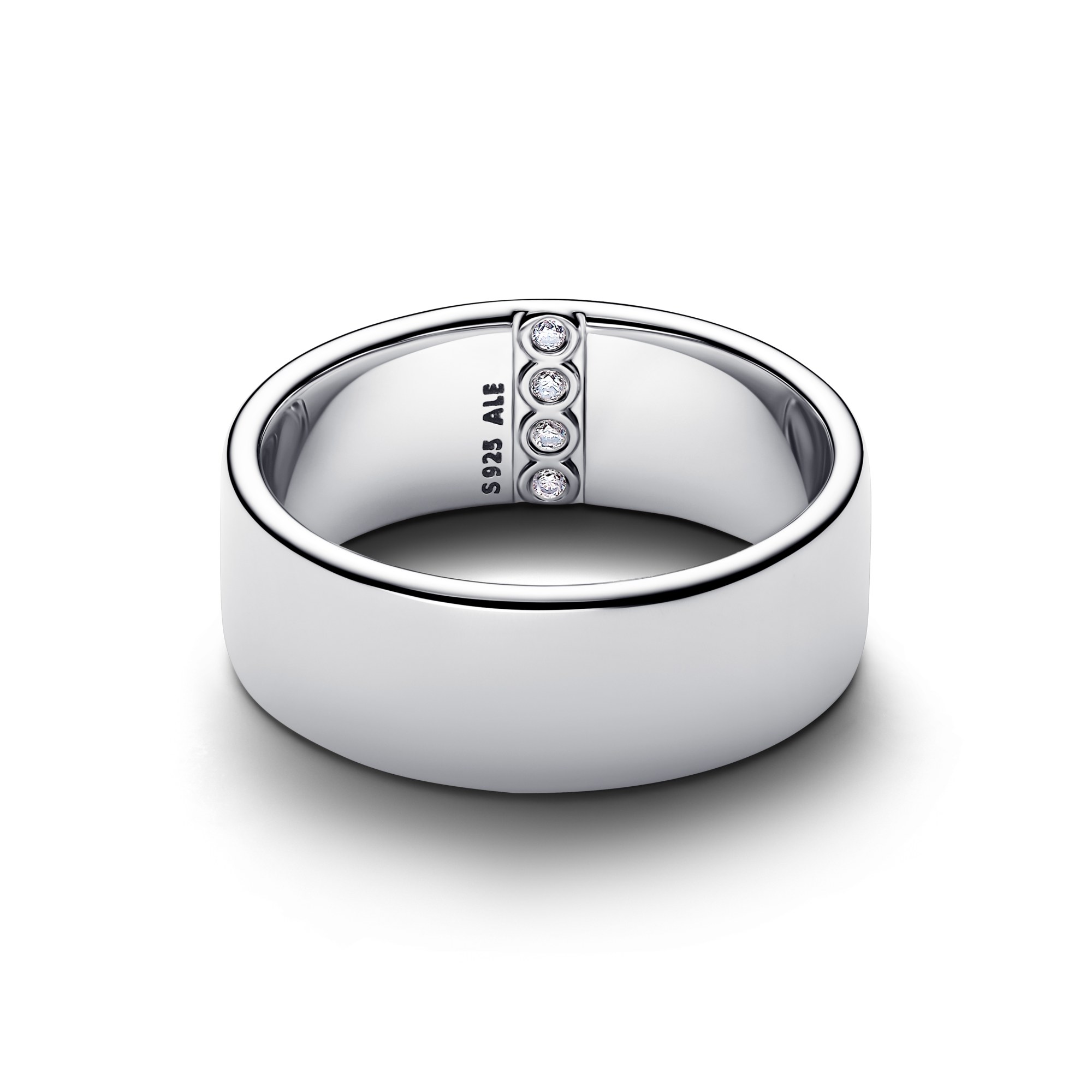 Pandora Klassischer breiter Bandring - Sterling Silber - Zirkonia – Ansicht 2