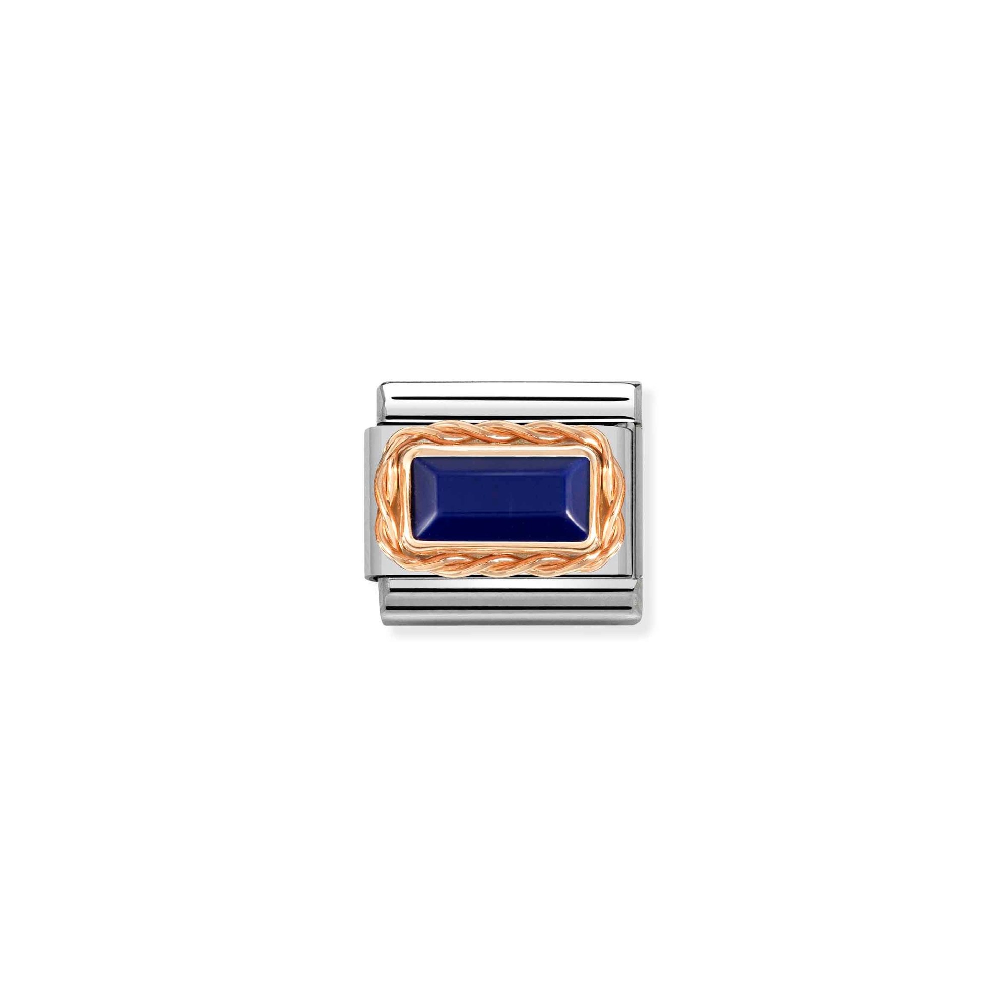 Nomination Composable Classic Charm Kordel Lapislazuli - Edelstahl, Gold 375 Roségold