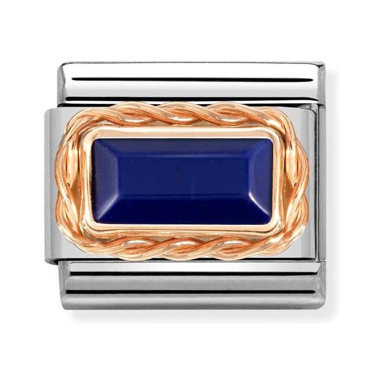 Nomination Composable Classic Charm Kordel Lapislazuli - Edelstahl, Gold 375 Roségold