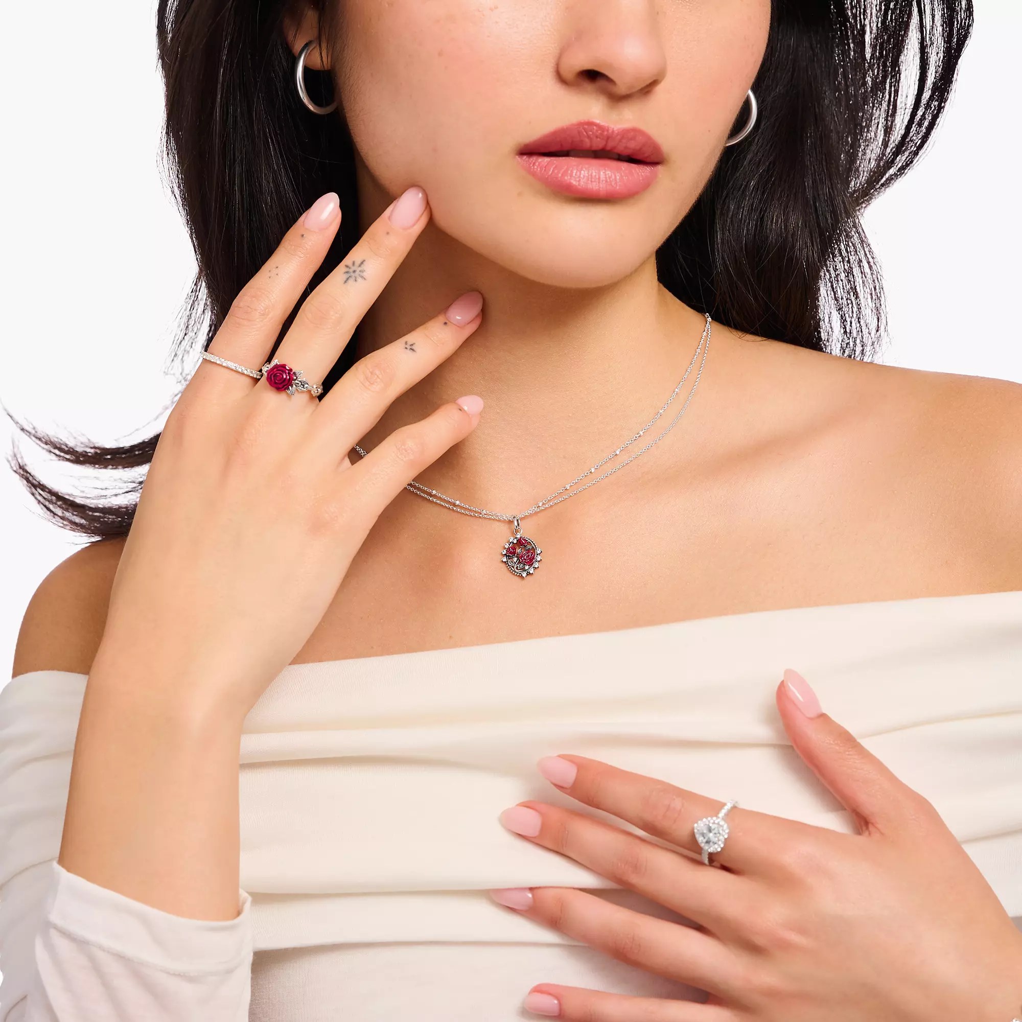 Thomas Sabo True Romance Kette - rot - Silber geschw. + Emaille + Zirkonia - 40-45 cm – Ansicht 3