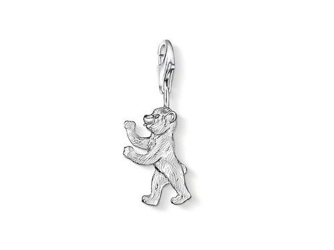 Thomas Sabo Berliner Bär Charm 0268-001-12 in blank, detailreiches Design eines aufrecht stehenden Bären, ideal für Ländercharms und als stilvolles Accessoire geeignet.