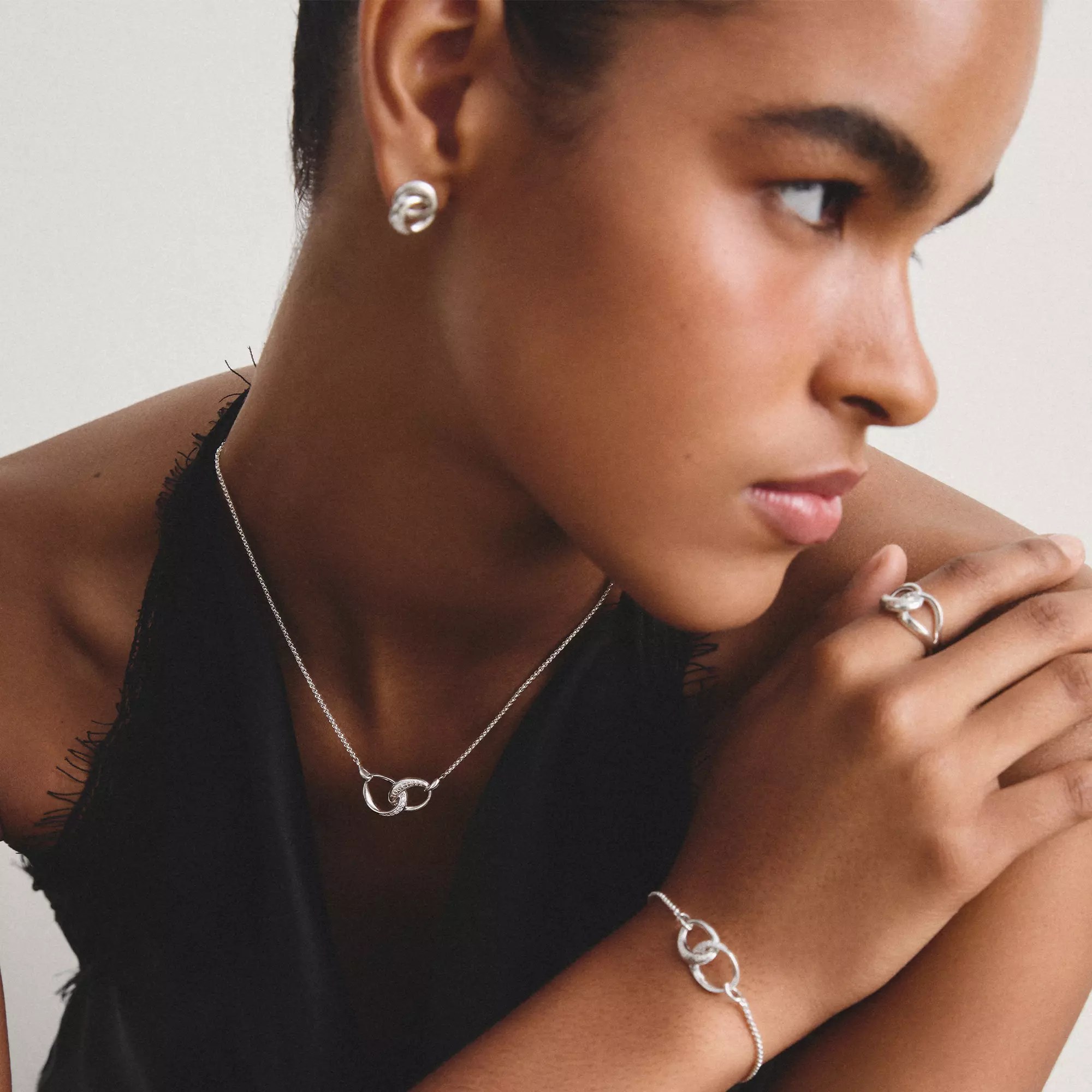 Thomas Sabo Kette Together mit weißem Zirkonia – Silber – verschlungene Ovale – 45 cm – Ansicht 4