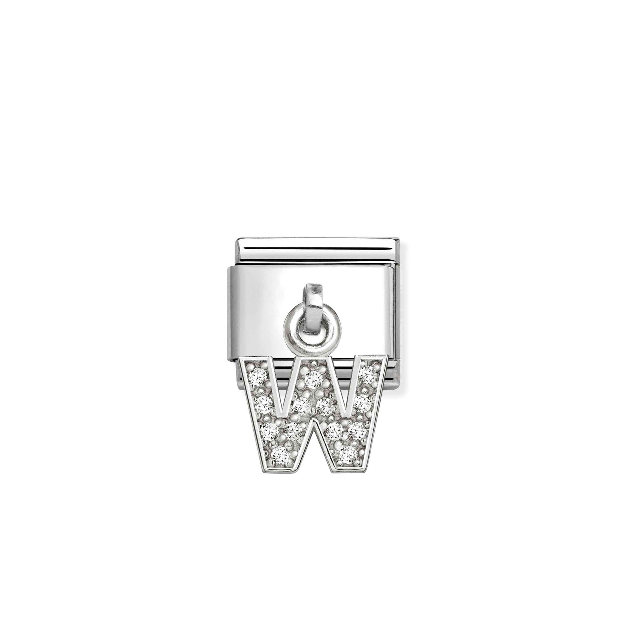 Nomination Classic Sterling Silber charm - Buchstabe W - Zirkonia – Ansicht 2