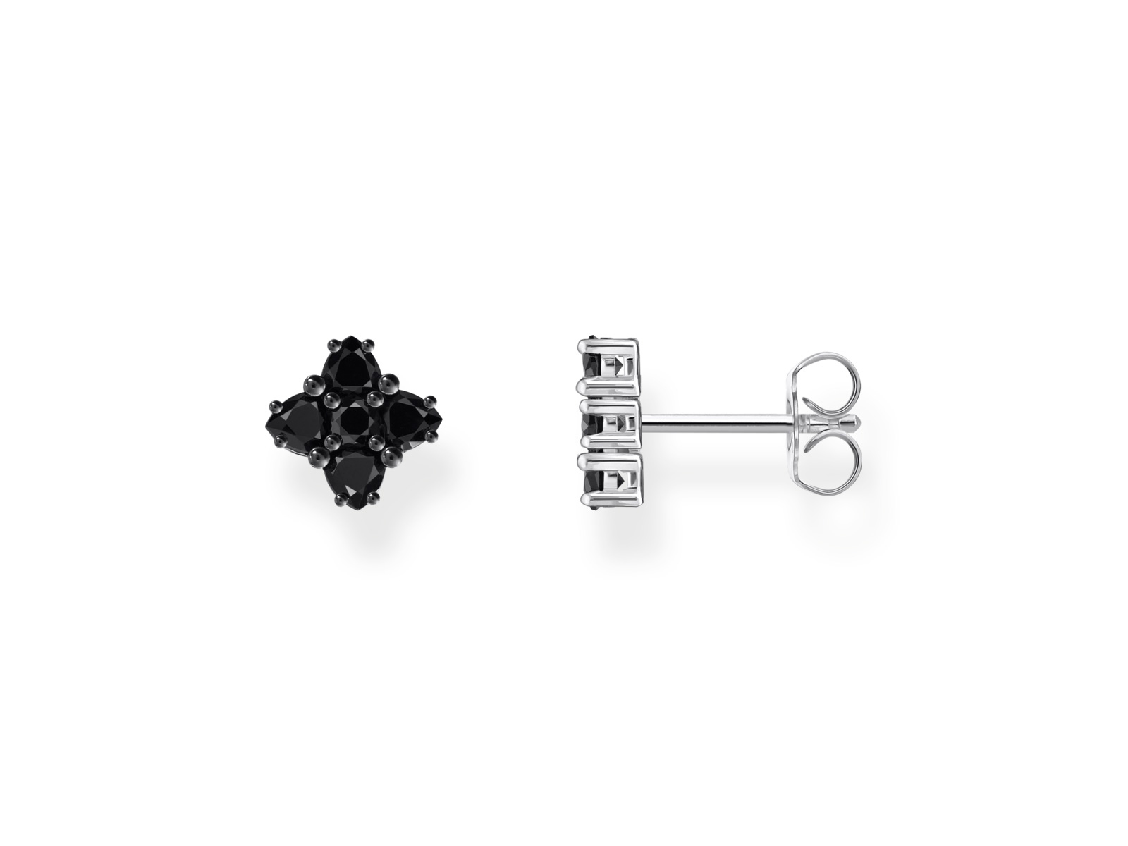 Ohrstecker in Kreuzform von Thomas Sabo, schwarz mit Zirkonia, aus Silber geschwärzt, zeitloses Design ideal für jeden Anlass. Neuheiten der Heritage-Kollektion.