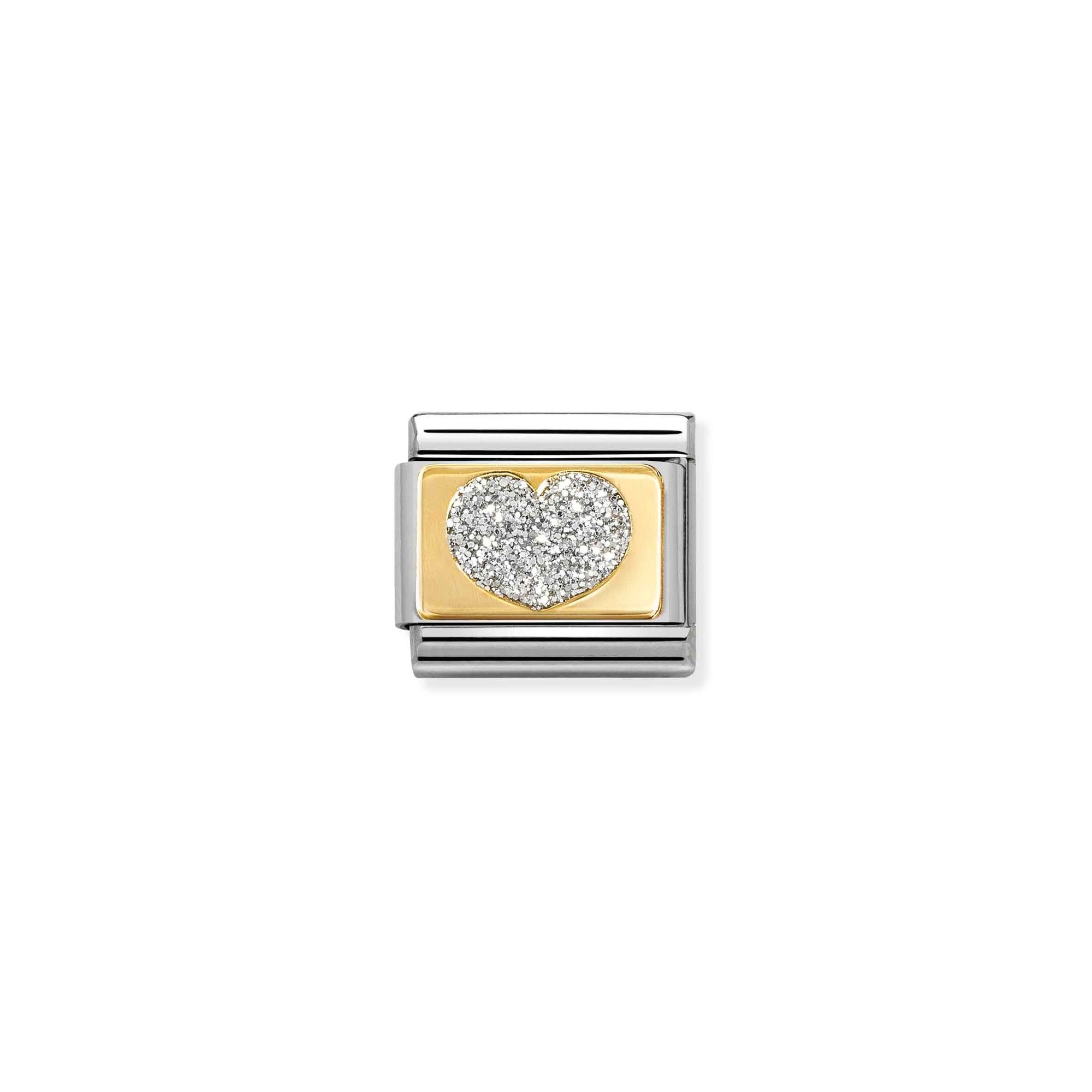 Nomination CLASSIC GLITTER PLAETTCHEN Element - Gelbgold verg. & Emaille - Herz - Silver