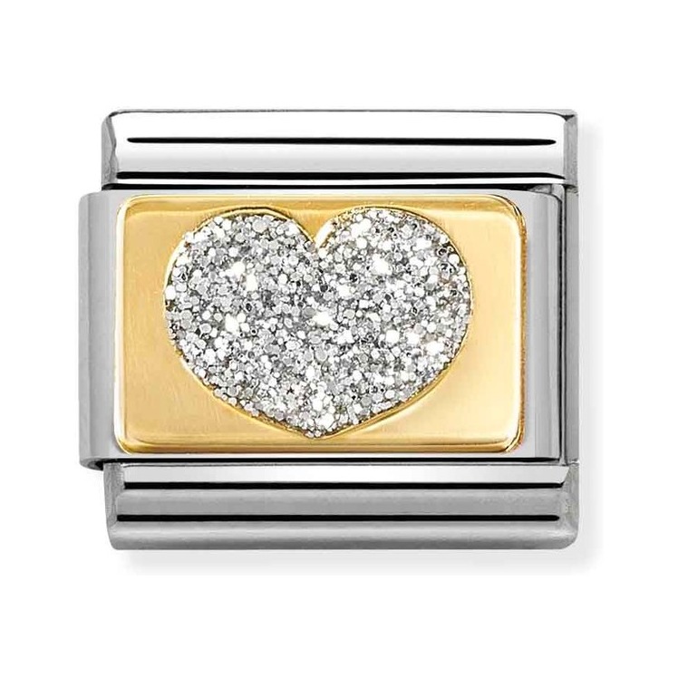 Nomination CLASSIC GLITTER PLAETTCHEN Element - Gelbgold verg. & Emaille - Herz - Silver