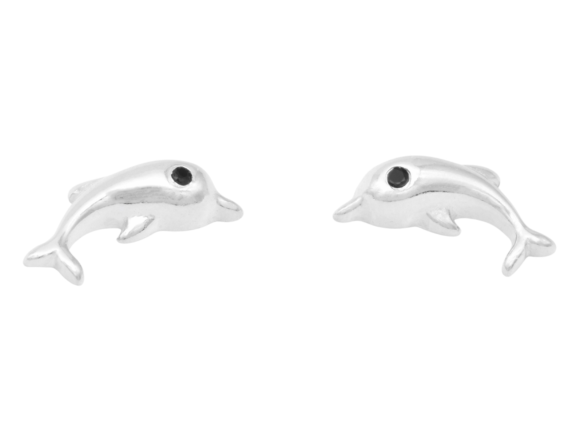 Ohrringe Ohrstecker Elefant - Sterling Silber 925 - poliert rhodiniert - Zirkonia Schwarz
