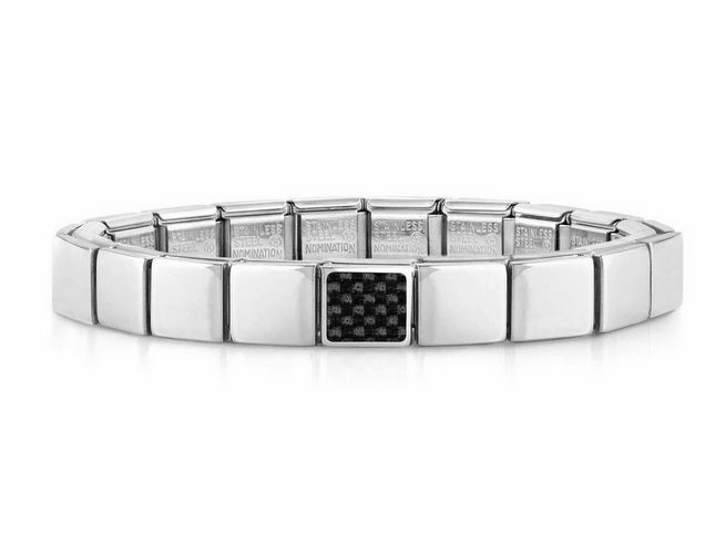 Elegantes Nomination 239101 34 GLAM Armband aus Edelstahl mit Kohlenstoff-Element in Grau, schlichte und moderne Optik, ideal für jeden Anlass.