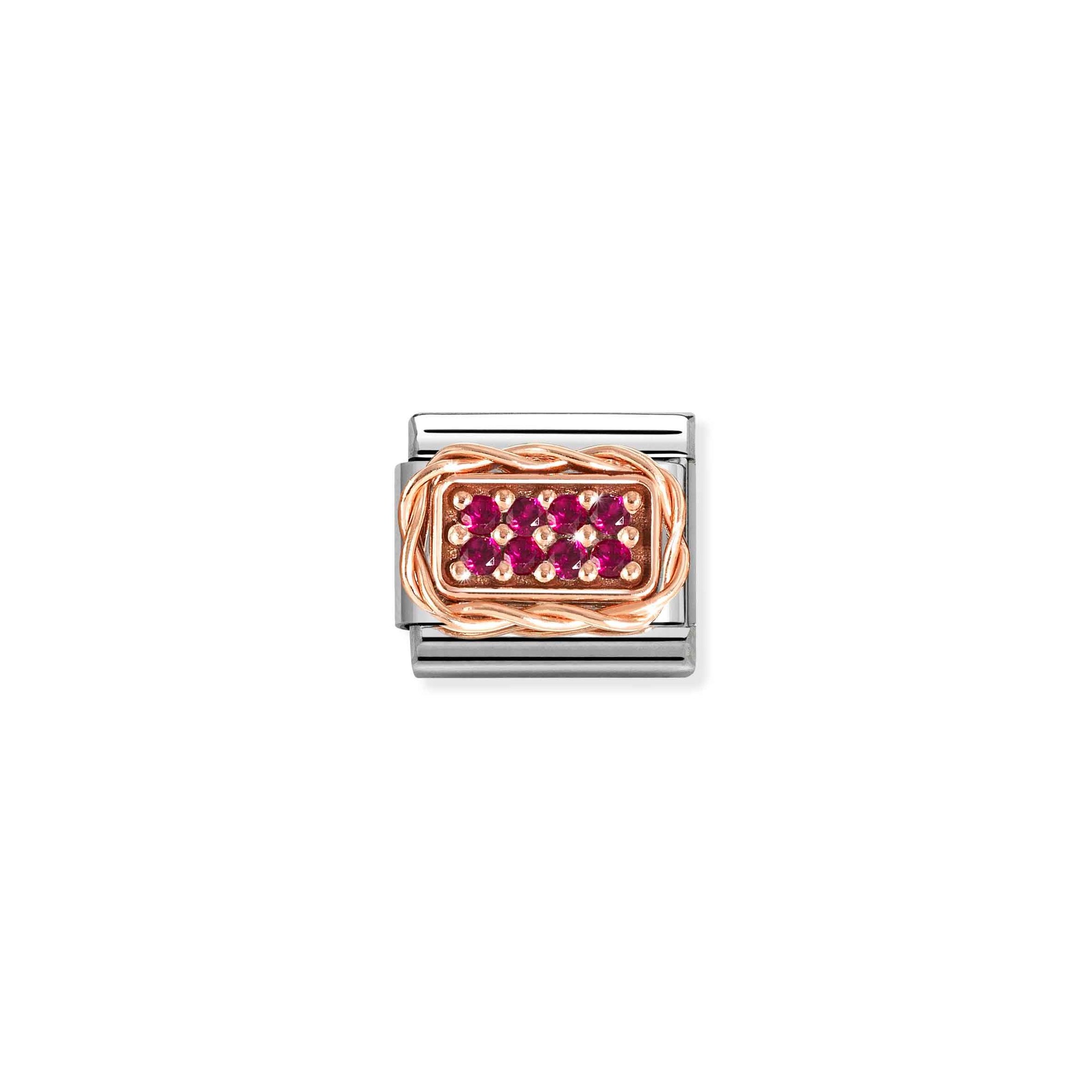 Nomination Composable Classic Charm Pavé rot - Edelstahl, Roségold, Zirkonia