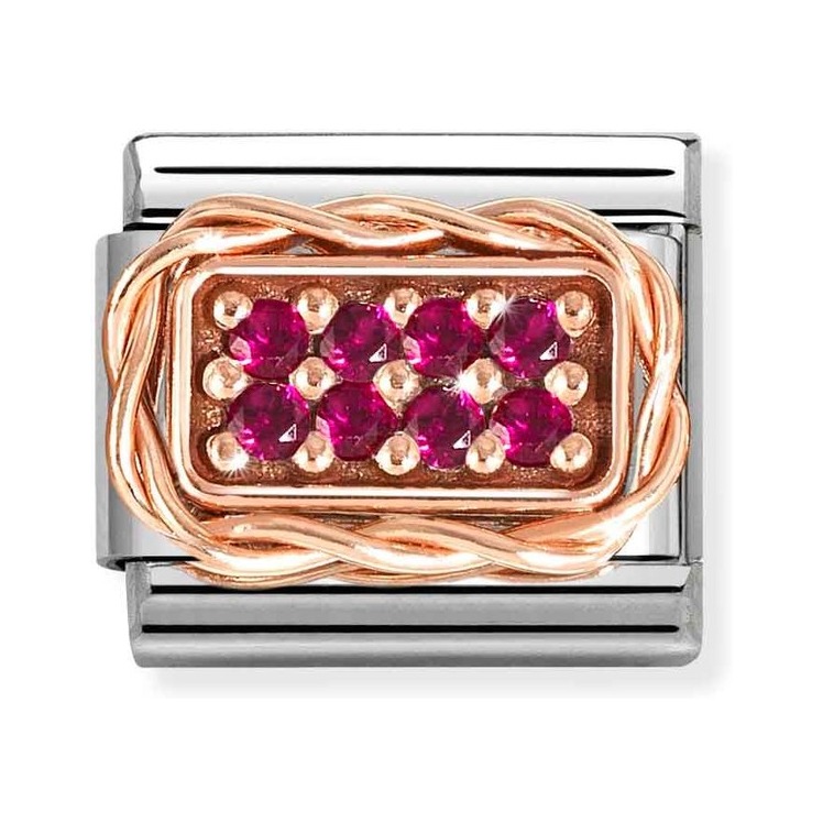 Nomination Composable Classic Charm Pavé rot - Edelstahl, Roségold, Zirkonia