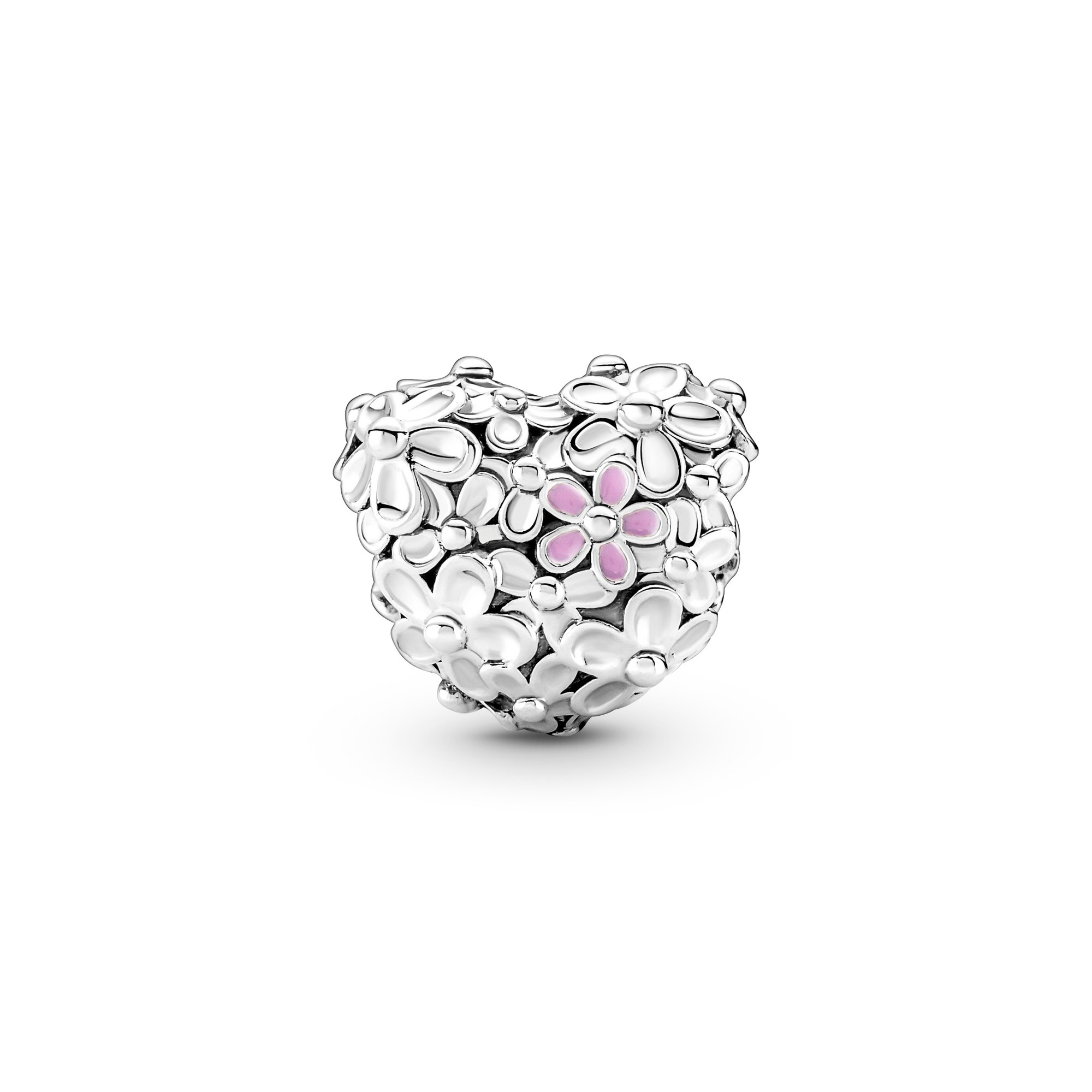 Pandora Mum Gänseblümchen Herz Charm - Sterling Silber & Emaille Pink Ansicht 2 – Ansicht 2