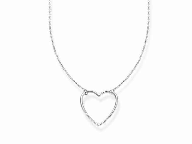 Kette von Thomas Sabo aus Sterling Silber in silberfarben mit einem herzförmigen Anhänger, Länge 40 bis 45 cm, für einen eleganten Look.