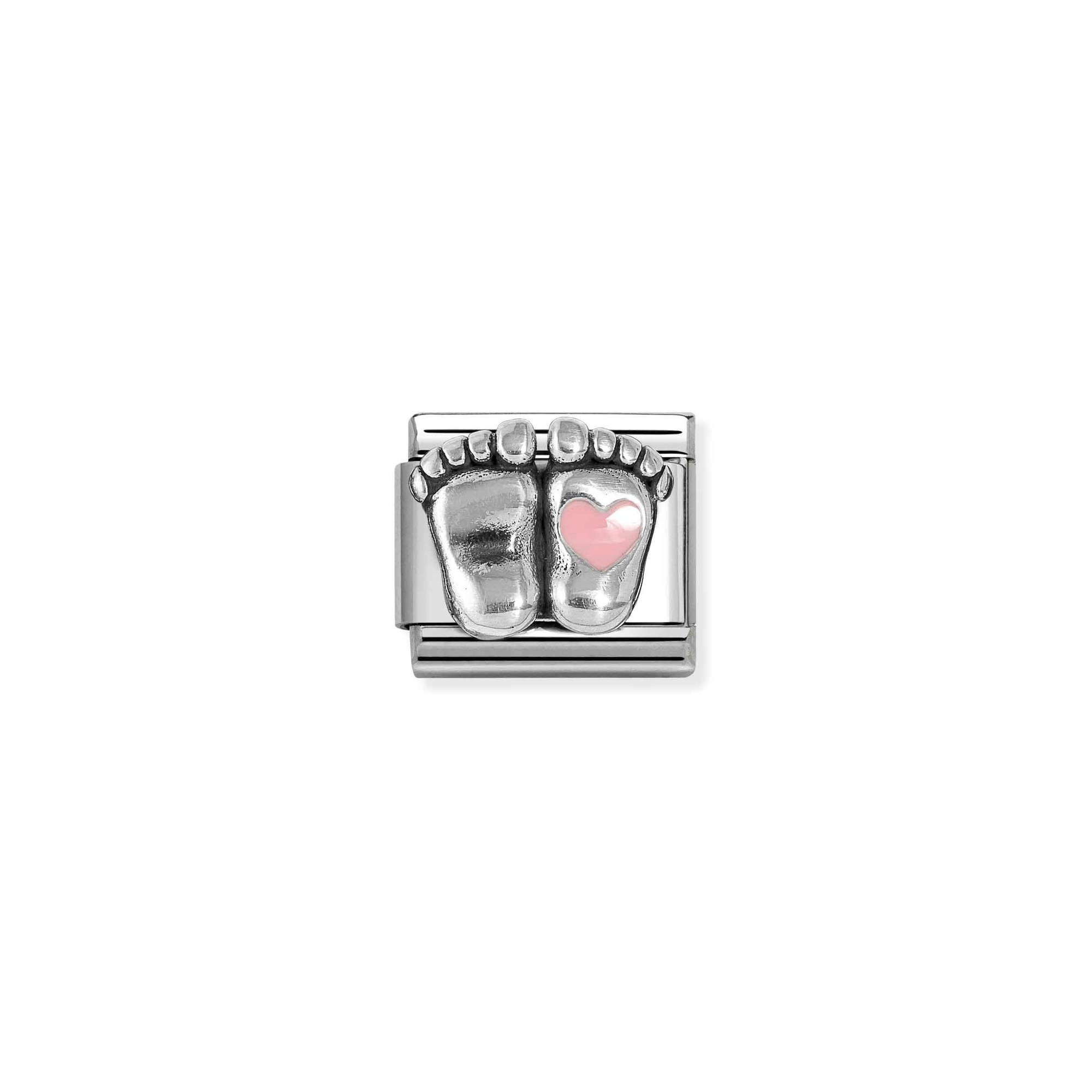 Nomination Sterling Silber - Füßchen mit Herz - Rosa Element - Classic Silber – Ansicht 2