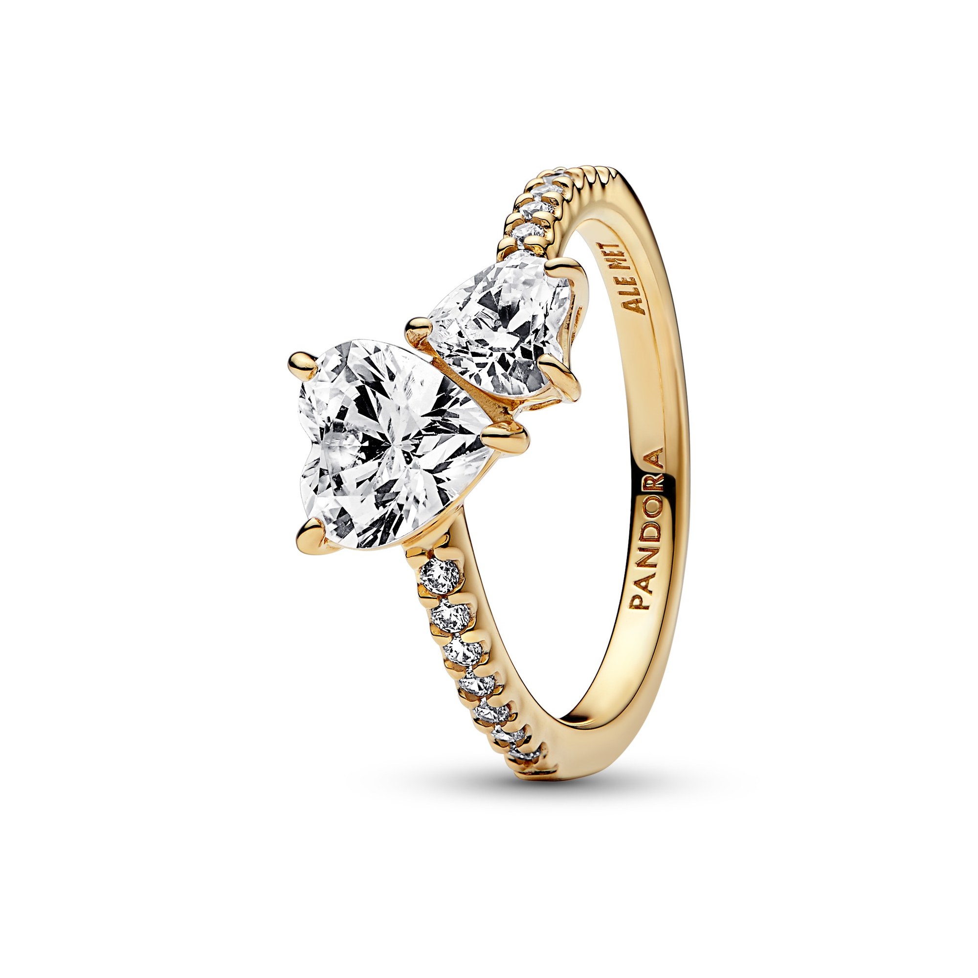 Pandora Doppel-Herz funkelnder Ring - Gelbgold Vergoldung