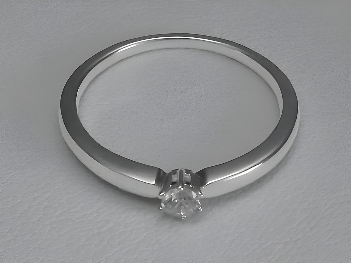 Verlobungsring aus Weißgold mit Brillant 0,10 ct W/Si in Größe 54 von Juwelier Harnisch, filigranes Design, ideal für besondere Anlässe. – Ansicht 2