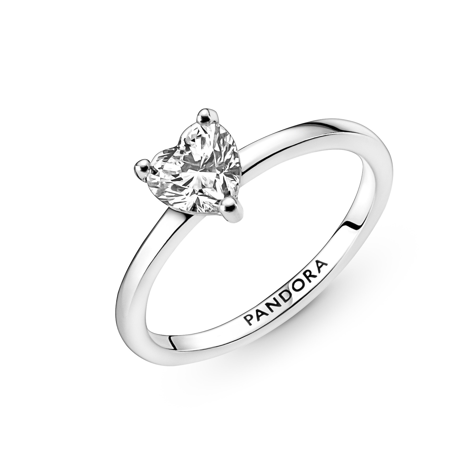 Pandora Funkelndes Herz Solitär-Ring - Sterling Silber Zirkonia Ansicht 4 – Ansicht 4