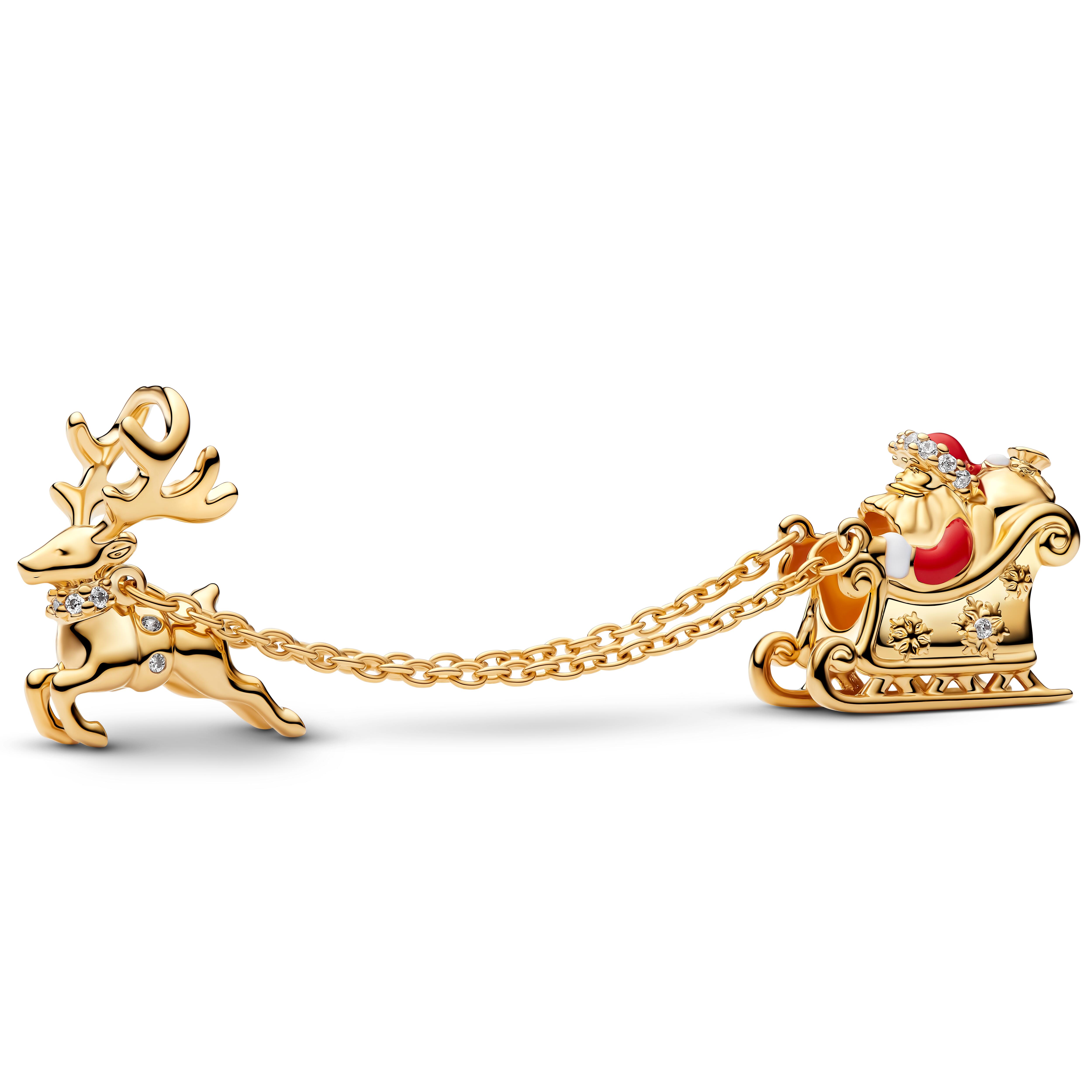 Pandora Moments - Doppel-Charm Weihnachtsschlitten - Gelbgold Vergoldung - 765056C01
